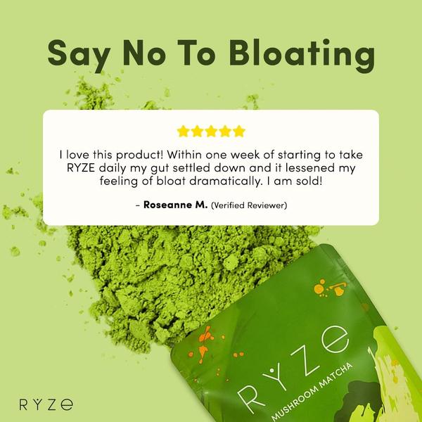 A square-format static ad featuring a five-star review and a product splash to communicate social proof and product efficacy.